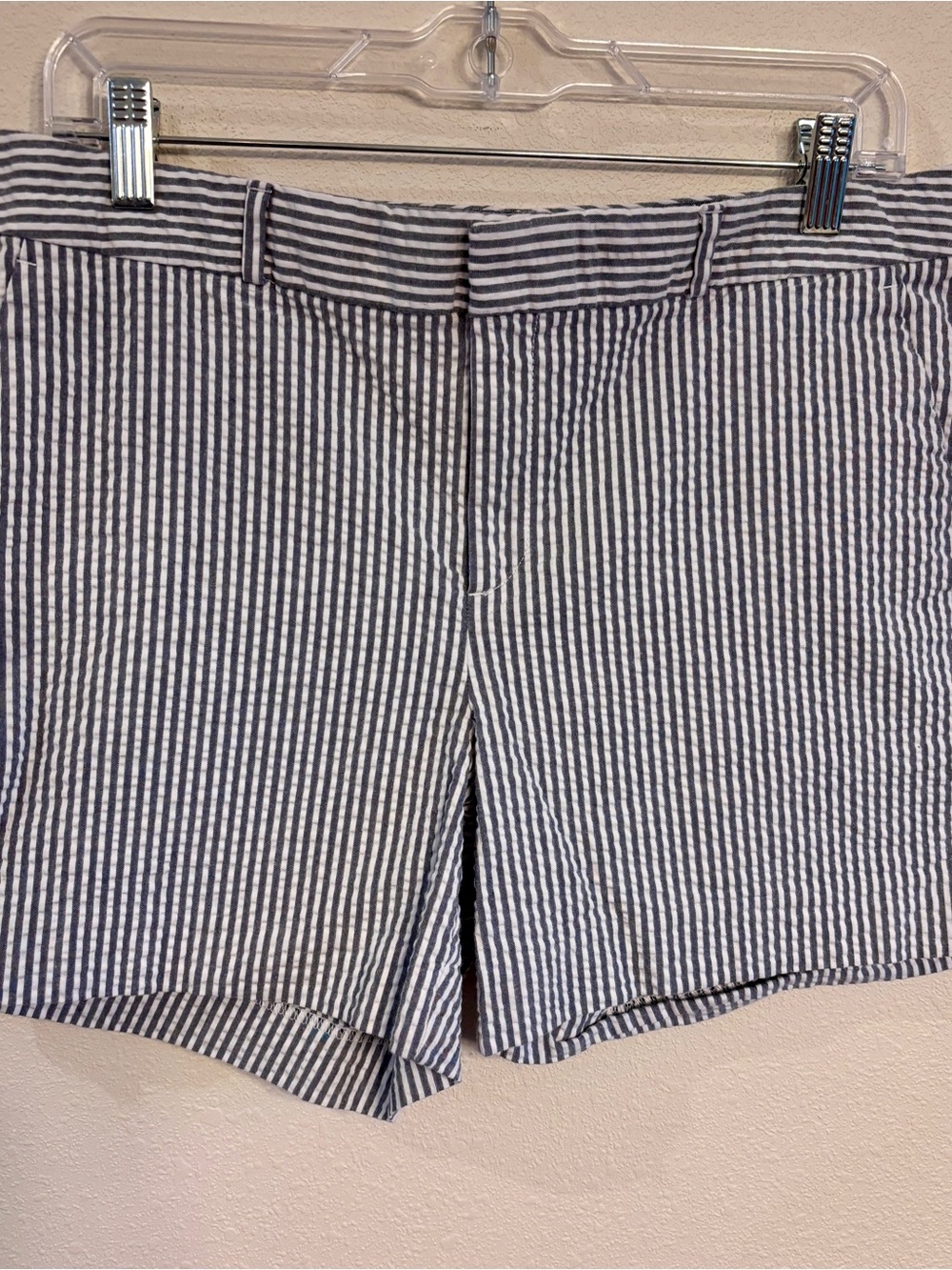Banana Republic Women's Gray & White Striped Seersucker Shorts SZ 8